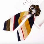Foulard chouchou élastique accessoire cheveux fille imprimé jaune