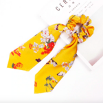 Foulard chouchou élastique accessoire cheveu bohème imprimé floral jaune