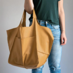 grand sac cabas jaune moutarde en cuir vegan