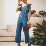 salopette en denim bleu femme à volants
