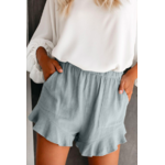 Short femme coton élastique à volants gris 2