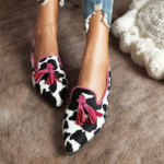 Mocassins Plats à Bout pointu pour Femme daim imprimé rose