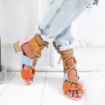 sandales colorées à petits talons femme