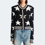 Cardigan en tricot jacquard étoile pour femme chic