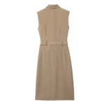 robe mi-longue beige femme chic bureau