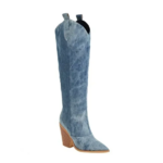 santiags hautes bleues à talons chics femme tendance