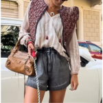 Gilet en coton à imprimé fleuri vintage pour femme