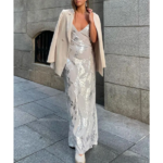 Robe de Soirée Élégante en Satin argentée