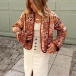 veste courte en coton matelassée femme fleurs