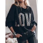 sweat noir love tendance femme 2024