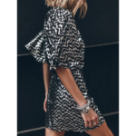 mini robe tendance noire imprimée silver