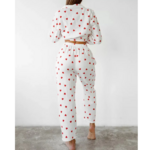 pyjama blanc coeurs rouges femme