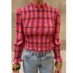 blouse  rose à carreaux femme