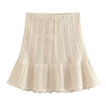jupe courte évasée tricotée blanche femme