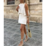 ensemble top jupe maille blanc