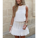 ensemble top jupe tricot blanc