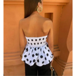 top corset à pois noir et blanc