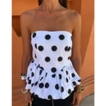 top bustier à pois noir et blanc
