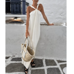 robe longue blanche à bretelles