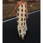 robe longue imprimée blanche vintage