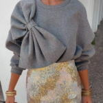 sweat gris à noeud femme