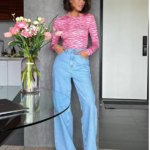 t-shirt manches longues imprimé rose