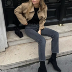 veste courte beige