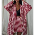 tailleur imprimé rouge