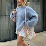 pull mohair bleu femme