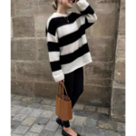 pull mohair rayé noir