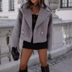 Manteau court en laine chaude tendance