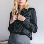 chemisier classique femme satin noir