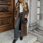 Manteau long en daim femme 2025