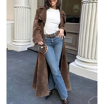 Manteau long en daim tendance