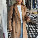 Manteau long en daim femme 2025