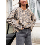 cardigan vintage imprimé léopard pour femme