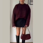 pull à col rond bordeaux femme mohair