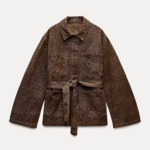 chemise denim à ceinture léopard