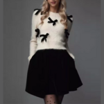pull à col rond pour femme à noeuds