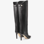 bottes en cuir noir à talons haut fin