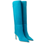 bottes en daim bleu à talons haut