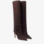 bottes en daim marron à talons haut
