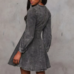 robe courte en jean noir femme