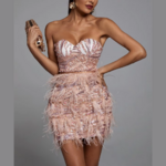 mini robe bustier rose soirée femme