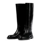 bottes noires cuir plates