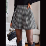 Short en tweed vichy noir et blanc