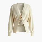 cardigan blanc bouton doré femme