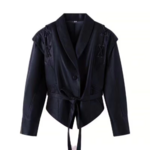 veste en cuir noir à revers chic