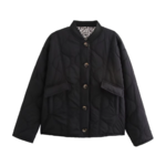 Doudoune matelassée noire doublure léopard