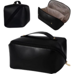 Trousse de maquillage personnalisée prénom noire cuir
